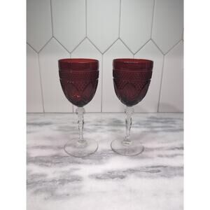 Cristal‎ D'Arques-Durand Ruby Goblet Set, Water Wine Glasses, Red/Clear Glass
